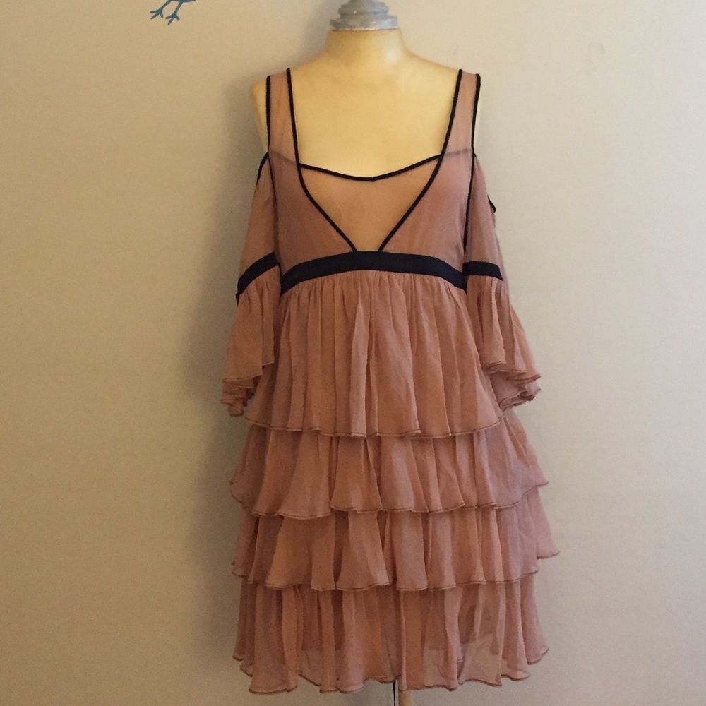 Silk dress, fully lined with zipper.